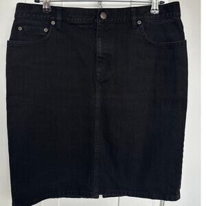 LRL Lauren Jean Co. Black Denim Pencil Knee Length Jean Skirt, Size 12P, EUC